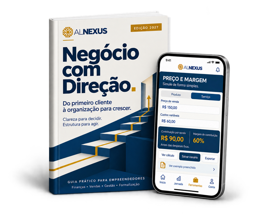 Guia Negócio com Direção e ferramenta de preço e margem no celular